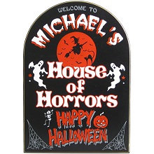 Personalized House of Horrors Halloween Wood Signs