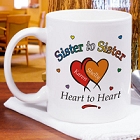 Heart to Heart Personalized Sisters Coffee Mugs