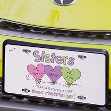 Sisters Heart Strings Personalized License Plates