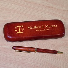 Lawyer Personalized Rosewood Pen and Case Set