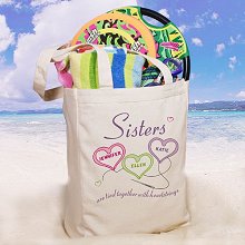 Sisters Heartstrings Personalized Canvas Totebags