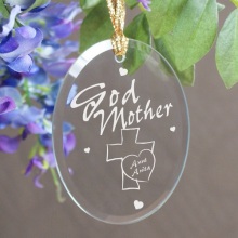 Personalized Godmother Oval Glass Ornaments