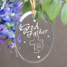 Engraved Godfather Oval Glass Christmas Ornaments