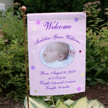 Newborn Baby Girl Birth Announcement Garden Flags