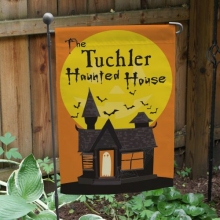 Haunted House Personalized Halloween Garden Flags