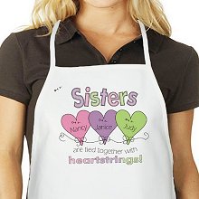 Hearts Strings Personalized Sisters Aprons