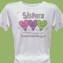 Heartstrings Personalized Scoop Neck Sisters T-shirts