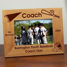 Laser Engraved Baseball Coach Wood Picture Frames