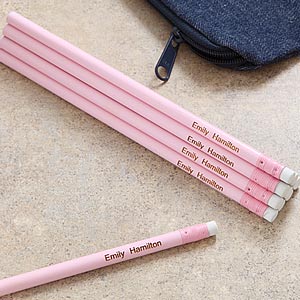 Baby Pink Lavender Personalized Pencils