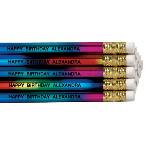 Personalized Rainbow Foil Pencils - Set of 12