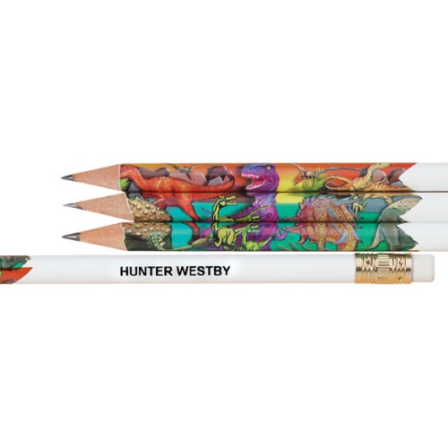 Personalized Round Dinosaur Pencils - Set of 12