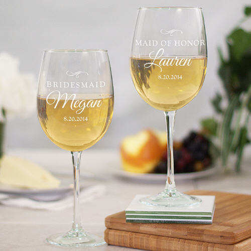 Bridal Party Engraved Bridesmaid Wine Glass