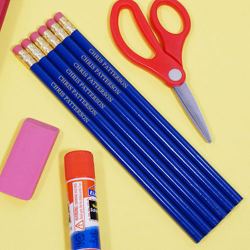 Engraved Blue School Pencils