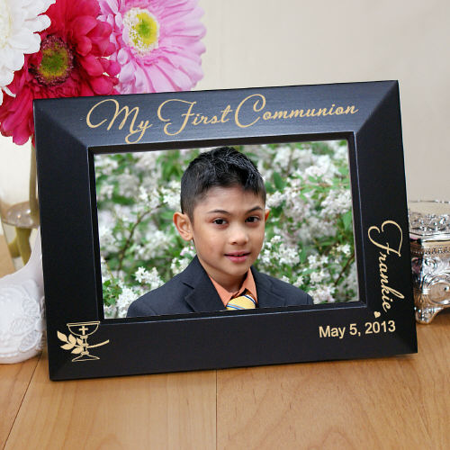 My First Communion Engraved Wooden Black Picture Frames