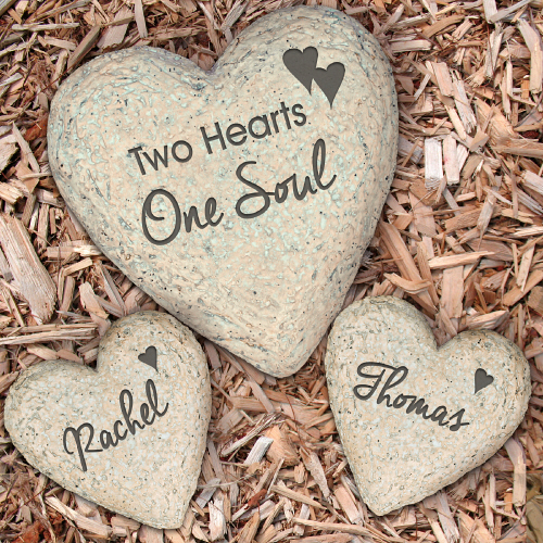 Couples Heart Decorative Garden Stones Set
