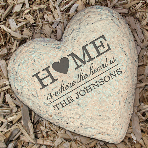 Engraved Small Family Heart Garden Stones