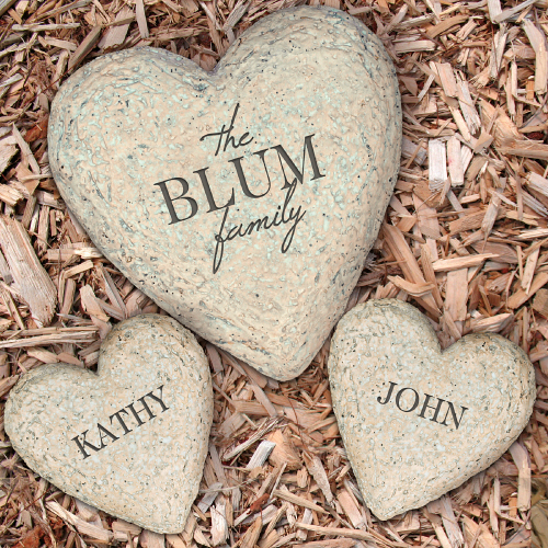 Engraved Small Heart Garden Stones