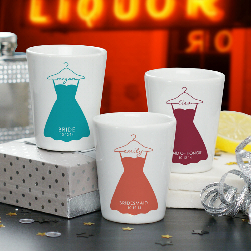 Personalized Bridal Party Dress Shot Glasses