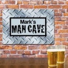 Personalized Man Cave Diamond Plate Metal Wall Signs