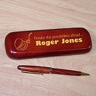 Personalized Retirement Rosewood Pen and Case Set