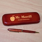 Teacher Personalized Rosewood Pen and Case Set