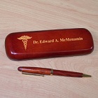 Cardiologist Personalized Medical Caduceus Rosewood Pen Set