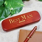 Personalized Best Man Rosewood Pen and Case Set