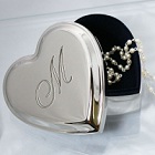 Engraved Initial Silver Heart Jewelry Box