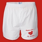Embroidered Sealed With A Kiss Valentine Boxer Shorts