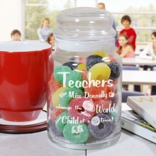 Engraved Teacher Glass Treat Goodies Jar