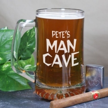 Man Cave Personalized Glass Beer Mugs