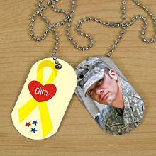 Yellow Ribbon Personalized Photo Military Dog Tags