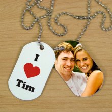 Personalized I Love Photo Dog Tags