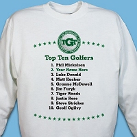 Top Ten Golfers Personalized Golf Sweatshirt
