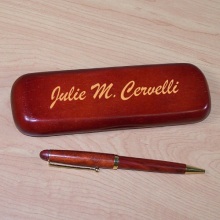 Script Personalized Rosewood Pen and Case Set