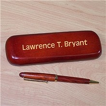 Block Font Personalized Rosewood Pen and Case Set