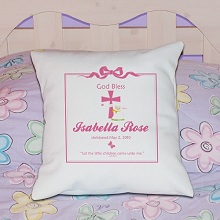 Personalized Baby Girl Christening Throw Pillow