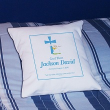 Personalized Baby Boy Christening Throw Pillow