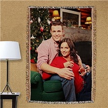Personalized Christmas Photo Tapestry Throw Blankets