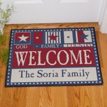 God Family Country Personalized Welcome Doormat