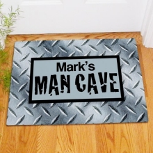 Man Cave Diamond Plate Personalized Doormats