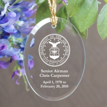 U.S. Air Force Memorial Personalized Oval Glass Ornaments