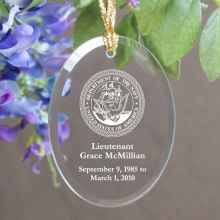 U.S. Navy Memorial Personalized Oval Glass Ornaments