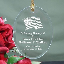 In Loving Memory Personalized Military Memorial Glass Ornaments