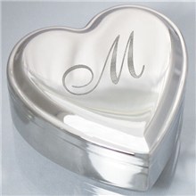 Engraved Initial Silver Heart Jewelry Box