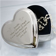Custom Engraved Silver Heart Jewelry Box
