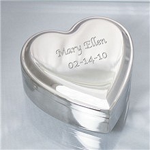 Engraved Name Silver Heart Jewelry Box