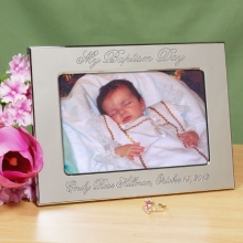 Engraved Baby Christening Day Silver Picture Frames