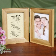 To My Dad Natural Wood Personalized Bi-Fold Picture Frame