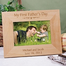 My First Fathers Day Engraved Wood Picture Frames